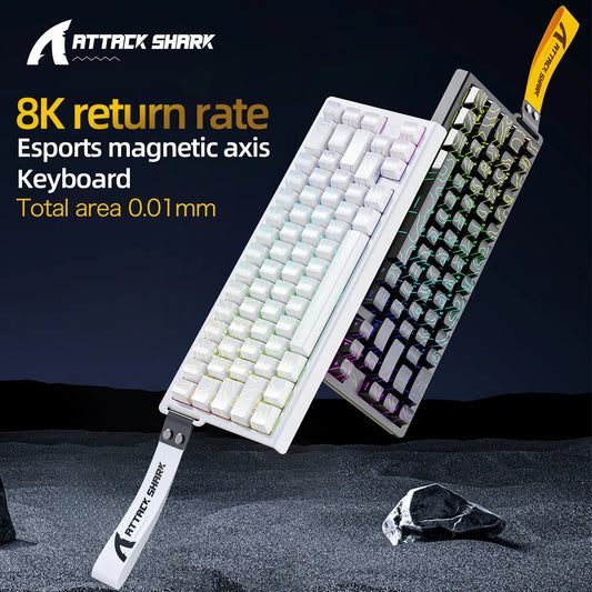 X68HE ATTACK SHARK Magnetic Gaming Keyboard Mechanical Wired for Pro Gaming 0.01mm Rapid Trigg 8000Hz SOCD/Rs 0.125ms 128K Rate