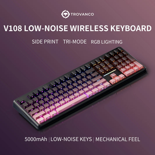 V108 Pro Bluetooth Keyboard Office Low Noise 2.4G Wired & Wireless Full Layout with RGB Backlit Membrane