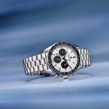 PAGANI DESIGN – Nouvelle montre à quartz de luxe pour homme, dotée d’un cadran à motif météorite, chronographe sportif, verre saphir avec traitement antireflet.