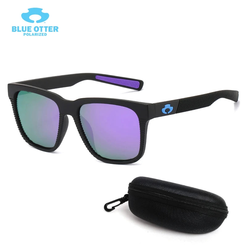 BLUE OTTER polarizált sportnapszemüveg UV400 kerékpározáshoz, horgászathoz, futáshoz, vezetéshez, férfiaknak és nőknek, kültéri szemüveg dobozzal BT03