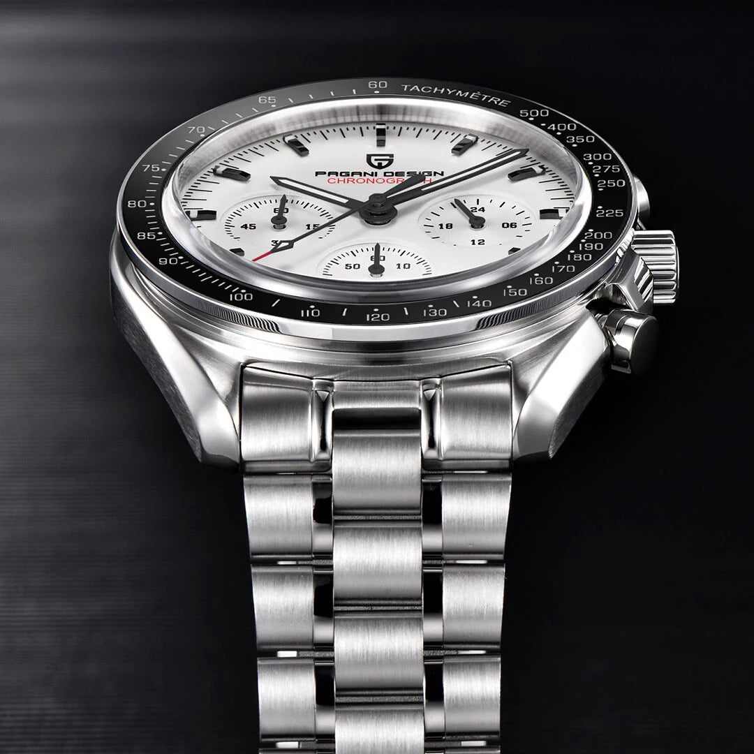 PAGANI DESIGN – Nouvelle montre à quartz de luxe pour homme, dotée d’un cadran à motif météorite, chronographe sportif, verre saphir avec traitement antireflet.