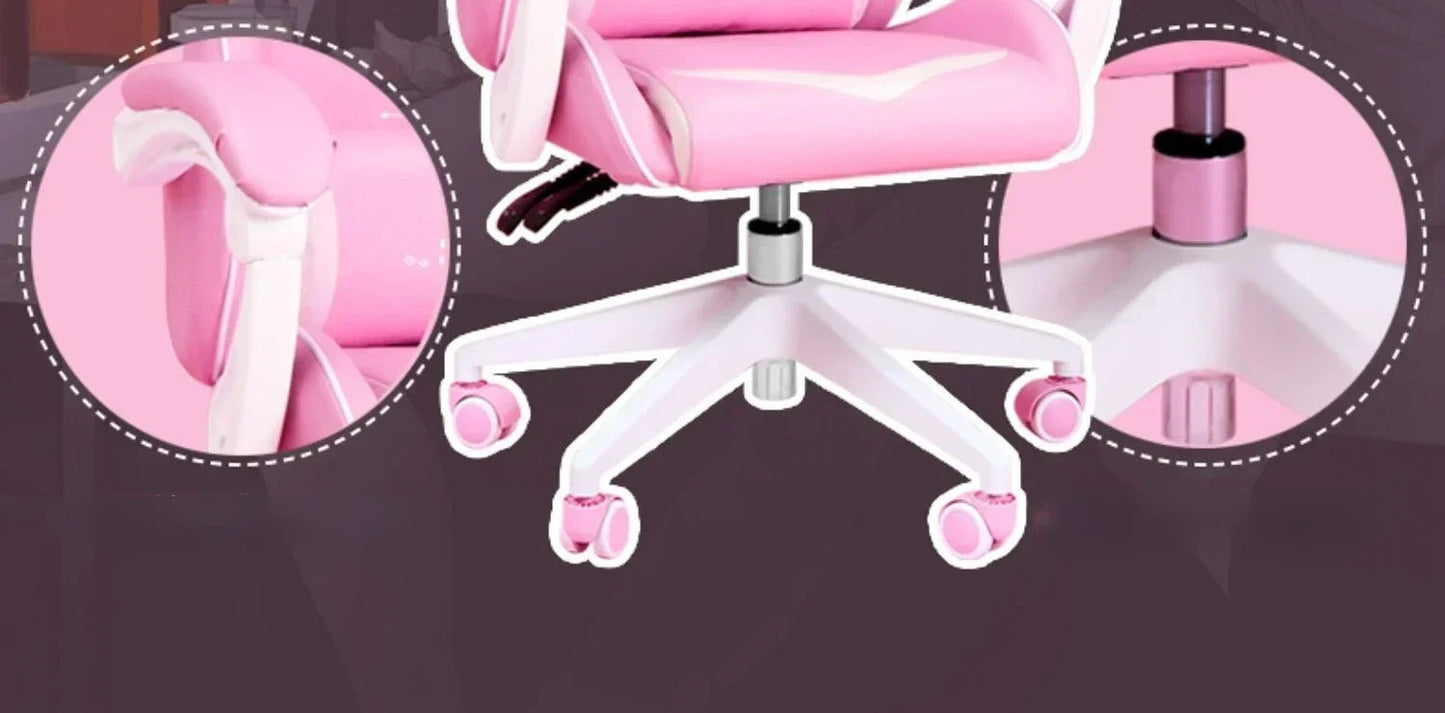 Pink Gaming Chair High-quality Girls Cartoon Home Live Gamer Chair Comfortable Swivel Adjustable Office Computer Furniture
