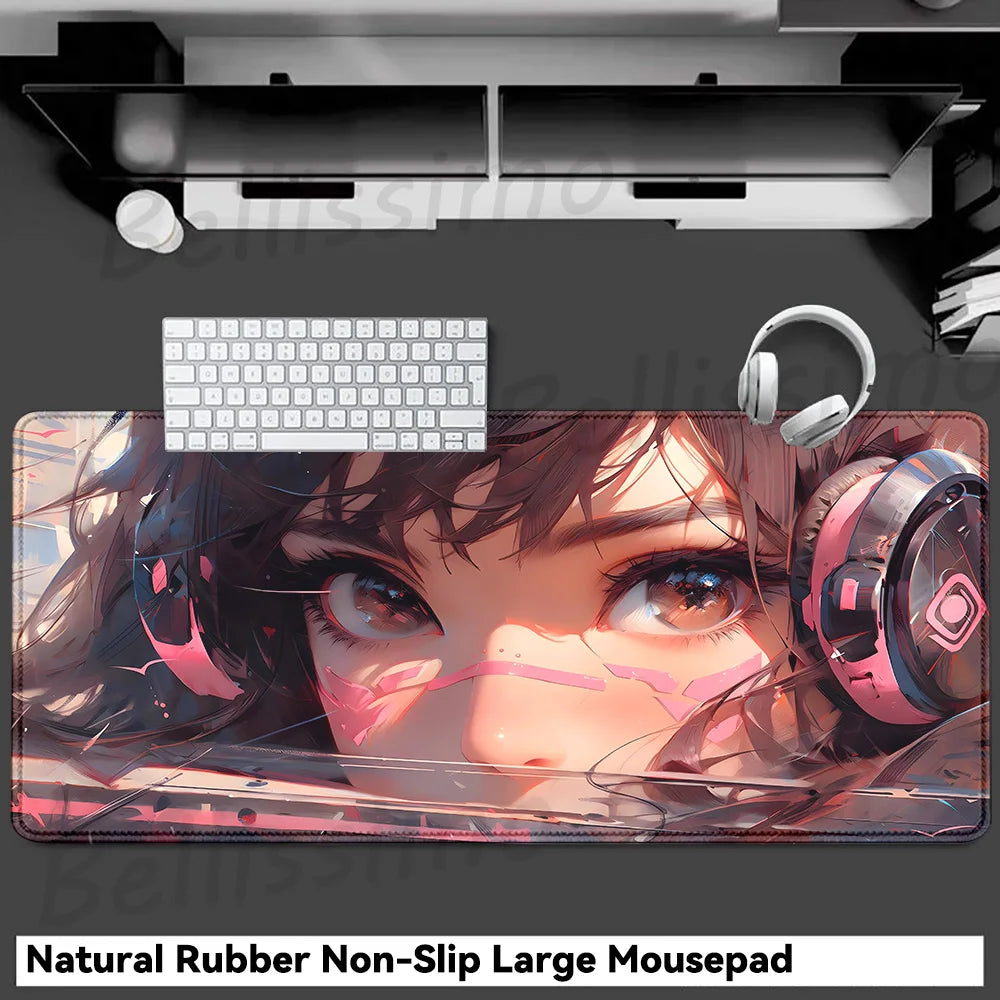 Accessori gaming O-Overwatch D-D.va Tappetino mouse grande Tappetino per tastiera e mouse PC Scrivania XXL Tappetini estesi Gamer Mausepad