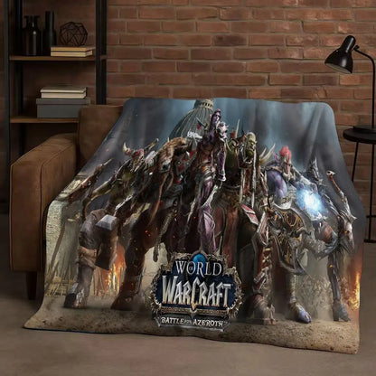 3D WOW World of Warcraft Game Demon Hunter Arthas Cartoon Flannel Blanket,Ultra Soft Plush Throw for Home Bedroom Bed Sofa Cover