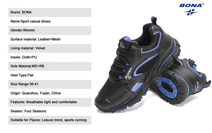 BONA new designers running shoes breathable outdoor sports shoes women lightweight sneakers ladies comfort athletic shoes