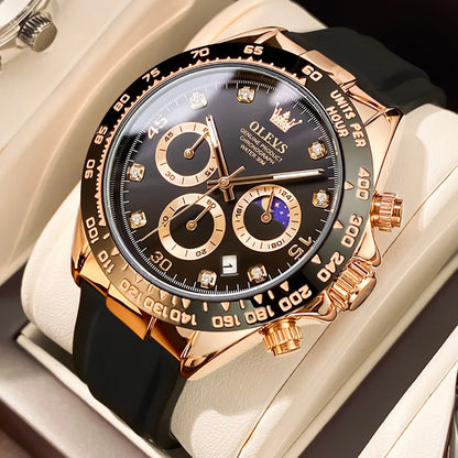 Montre pour homme OLEVS – Montre à quartz de luxe, étanche et luminescente, dotée d'un chronographe et d'un affichage de la date – Montre de sport pour homme d'une grande marque