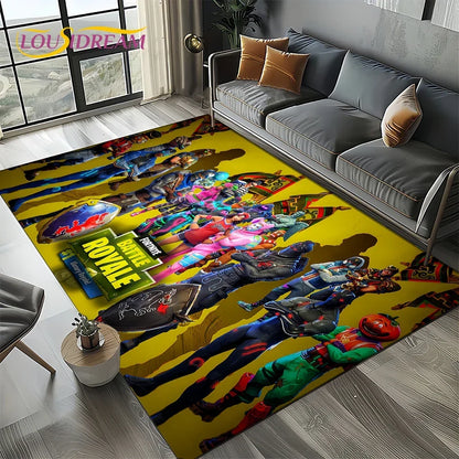 2025 Games 3D F-Fortnite Cartoon Carpet Rug for Living Room Bedroom Home Sofa Decoration, Kids Play Area Rug Non-slip Floor Mat