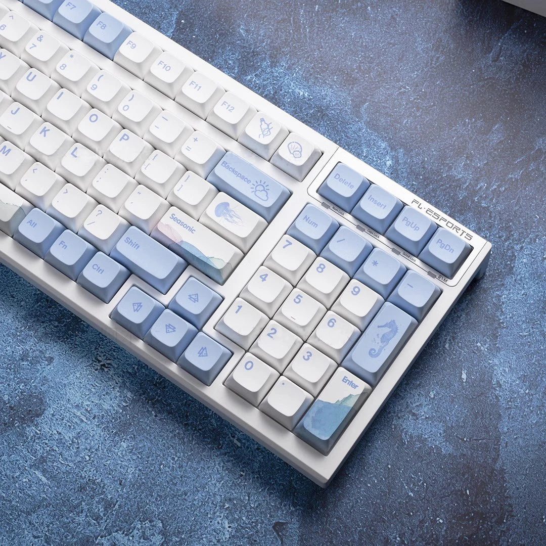 133 Keys XDA Profile Keycap Ocean Whale Theme PBT Keycaps For MX Switch Mechanical Keyboard Dye Sublimation Blue White Key Caps