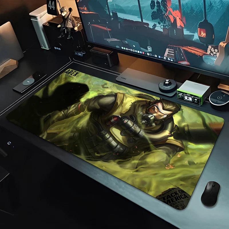 Apex Legends Caustic egérpad, nagy méretű játékos kiegészítő, egérpad, gamer asztali szőnyeg, irodai billentyűzet, XXL, anime szőnyeg, sebesség