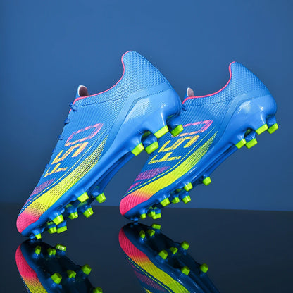 Nouvelles chaussures de football AG FG pour hommes, tige en PU flexible, crampons en caoutchouc résistant, pour adultes, pour les compétitions de football en extérieur.