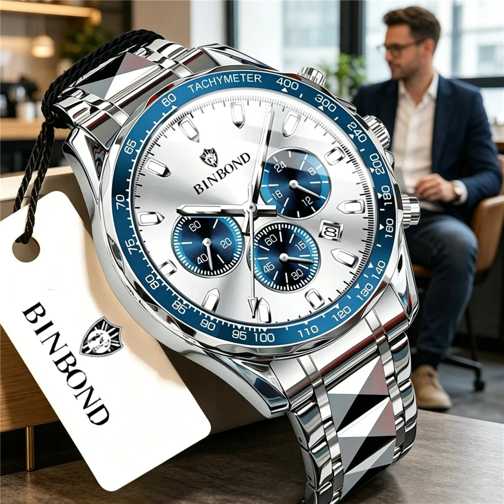Men’s automatic watch, blue, sporty, digital, high-fashion, quartz watches, luxury watches