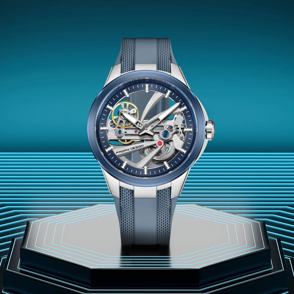 Herrenuhr PAGANI DESIGN – Mechanisches Automatik-Luxusmodell, durchbrochenes Zifferblatt, Saphirglas mit Antireflexbeschichtung, wasserdicht, leuchtende Zeiger – Geschenkidee für Herren
