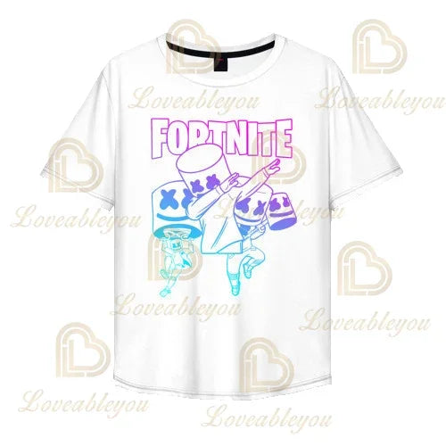 T-shirt Fortnite z kreskówkowym motywem dla chłopców i dziewczynek, Battle Royale 3D, 3–14 lat, Victory Royale, topy gamingowe dla dzieci i nastolatków