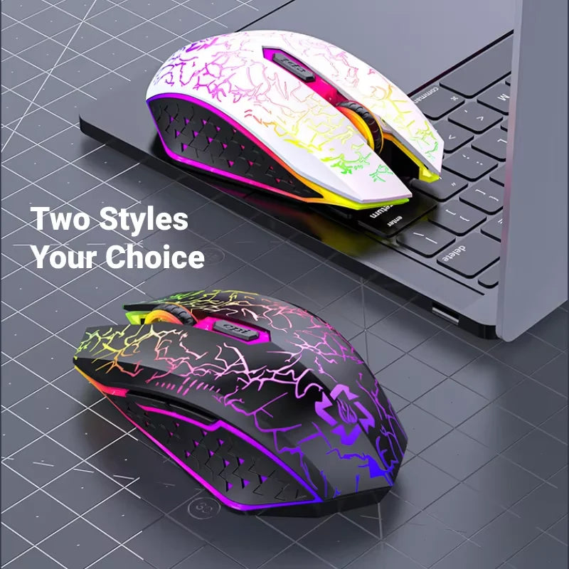 2.4GHz Bluetooth trådløs mus, genopladelig RGB-baggrundsbelysning, 1600 DPI, ergonomisk designet gamingmus til PC, laptop og Macbook