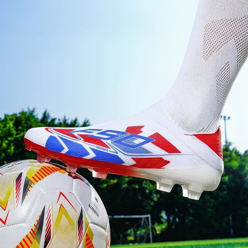 Nouvelles chaussures de football pour hommes, de haute qualité, très vendues, antidérapantes, mi-hautes, légères, pour l'extérieur, crampons de match, pour l'entraînement sur gazon.