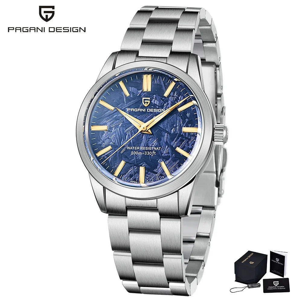 Montre pour homme PAGANI DESIGN 40 mm, mouvement à quartz japonais TMI VH31, style luxe/affaires, verre saphir, acier inoxydable 316L, étanche jusqu'à 100 m