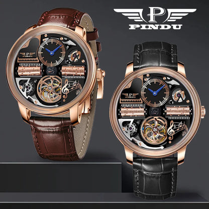 2025 NEW PINDU Design Music Series Machinery Watch Men Movement Stainless Steel Sapphire Glass Top Luxury Automatic Watch Hollow