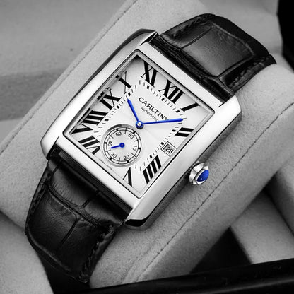 Montre automatique de luxe pour homme – Montre-bracelet mécanique, modèle élégant de grande marque, boîtier carré en acier inoxydable, étanche – CARLTINY