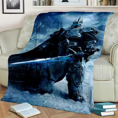 3D World of Warcraft-spil WOW Lich King DH-tæppe, blødt tæppe til hjemmet, soveværelset, sengen, sofaen, picnic, rejser, kontoret og børn