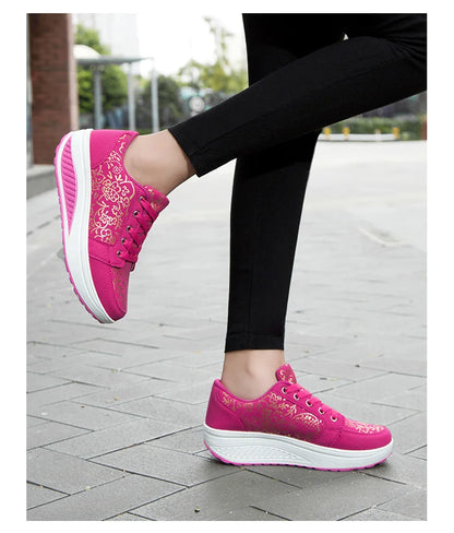 Women’s Leather Casual Sneakers Fashion Comfortable Platform Walking Shoes Wedge Moccasins Breathable Loafers Zapatos De Mujer