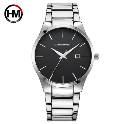 Hannah Martin herreur, rustfrit stålhus, kvartsurværk, urskive på 41 mm, professionelt design, med kalenderfunktion (imitation)
