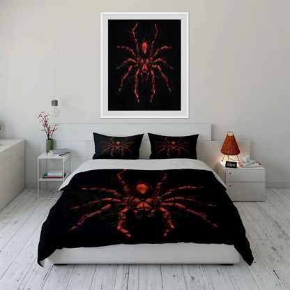 Bettbezug-Set mit rotem Spinnenmotiv und strukturierter Artwork-Optik, Digitaldruck, farbenfrohe Polyester-Bettwäsche mit Reißverschluss, Geschenk für Kinder