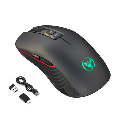Mouse da gaming wireless 2.4G USB-C ricaricabile 3600DPI a 7 pulsanti, mouse silenzioso Type-C per MacBook, laptop, PC e computer da gioco