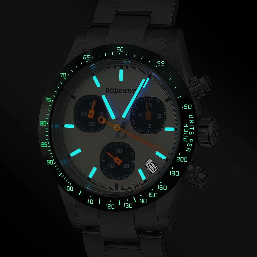 Boderry GOLDACE Titanium Chronograph Watch Mecha-Quartz Movement Luminous Business Wristwatch 100M Waterproof Clock