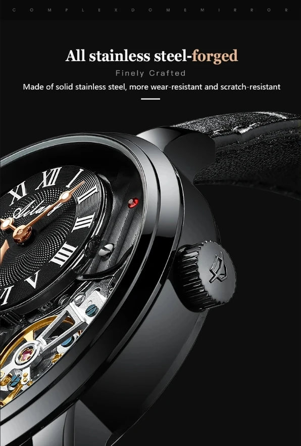 AILANG watch men's advanced expensive automatic mechanical watch Rome double tourbillon waterproof watch.