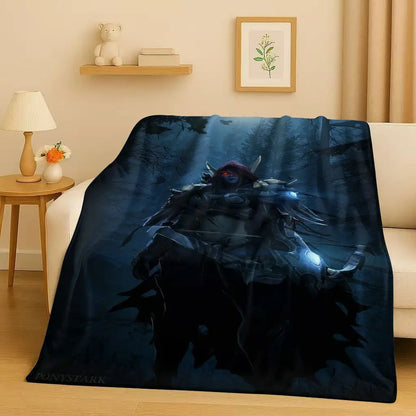 3D WOW World of Warcraft Game Demon Hunter Arthas Cartoon Flannel Blanket,Ultra Soft Plush Throw for Home Bedroom Bed Sofa Cover