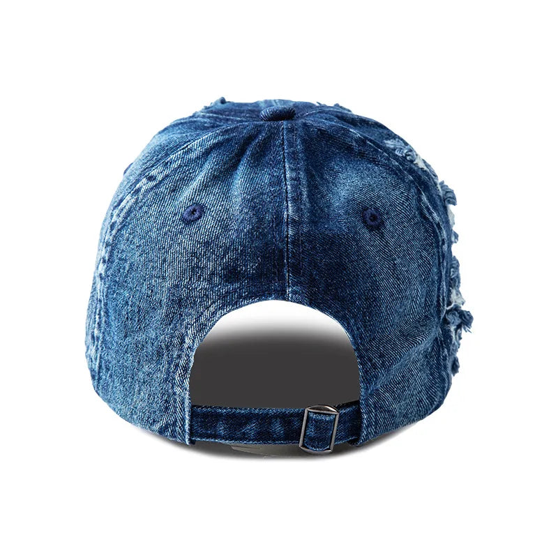 Gorra de béisbol de denim lavado para mujer y hombre, con visera, transpirable, para primavera y verano, gorra vintage con cierre a presión para mujer