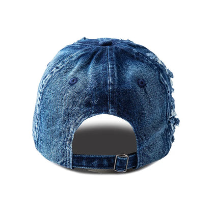 Gorra de béisbol de denim lavado para mujer y hombre, con visera, transpirable, para primavera y verano, gorra vintage con cierre a presión para mujer