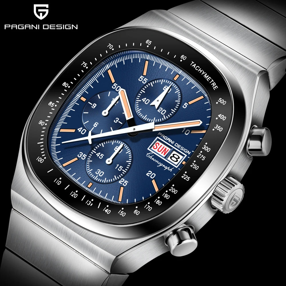 PAGANI DESIGN Új PD1819 férfi kvarc karóra, 40 mm, zafírüveg, rozsdamentes acél, vízálló, világító C3 kronográf reloj hombre