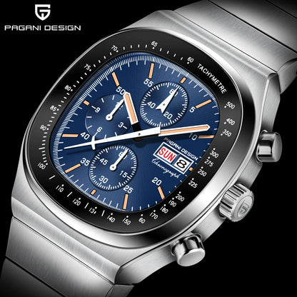 PAGANI DESIGN Új PD1819 férfi kvarc karóra, 40 mm, zafírüveg, rozsdamentes acél, vízálló, világító C3 kronográf reloj hombre