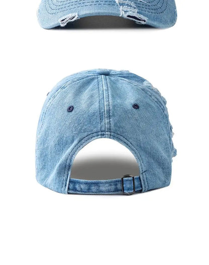 Gorra de béisbol de denim lavado para mujer y hombre, con visera, transpirable, para primavera y verano, gorra vintage con cierre a presión para mujer