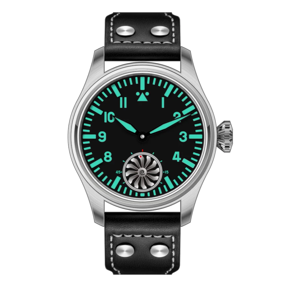 Hruodland 2025 New Men's Mechanical Watch Seagull ST3620 Retro Pilot 43MM Bgw-9 Luminous Sapphire Crystal Turbine Reloj Hombre