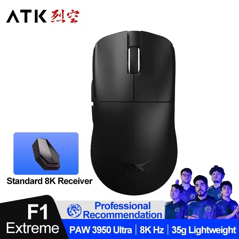ATK BlazingSky F1 Extreme bezdrátová herní myš PAW3950 Ultra Dual-Mode 8000Hz 35g lehká e-sportovní FPS myš