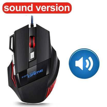 Ratón gaming con cable para ordenador, retroiluminación RGB, diseño ergonómico silencioso, LED, 7 botones y USB para PC de escritorio