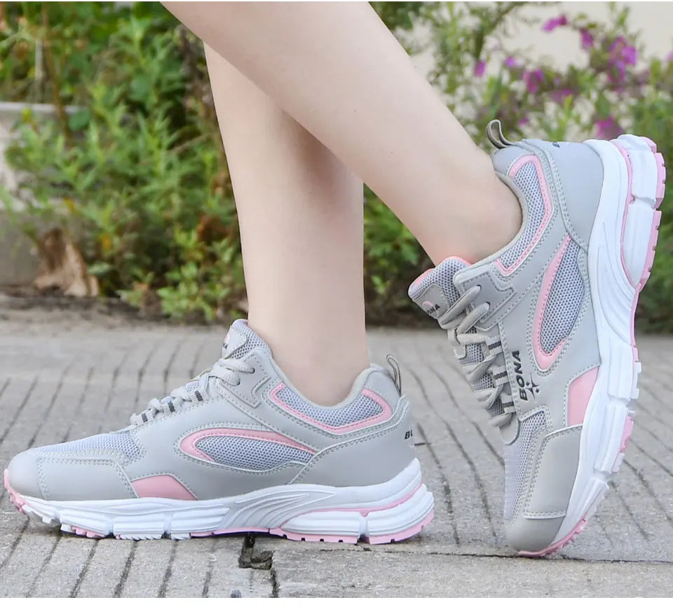 BONA new designers running shoes breathable outdoor sports shoes women lightweight sneakers ladies comfort athletic shoes