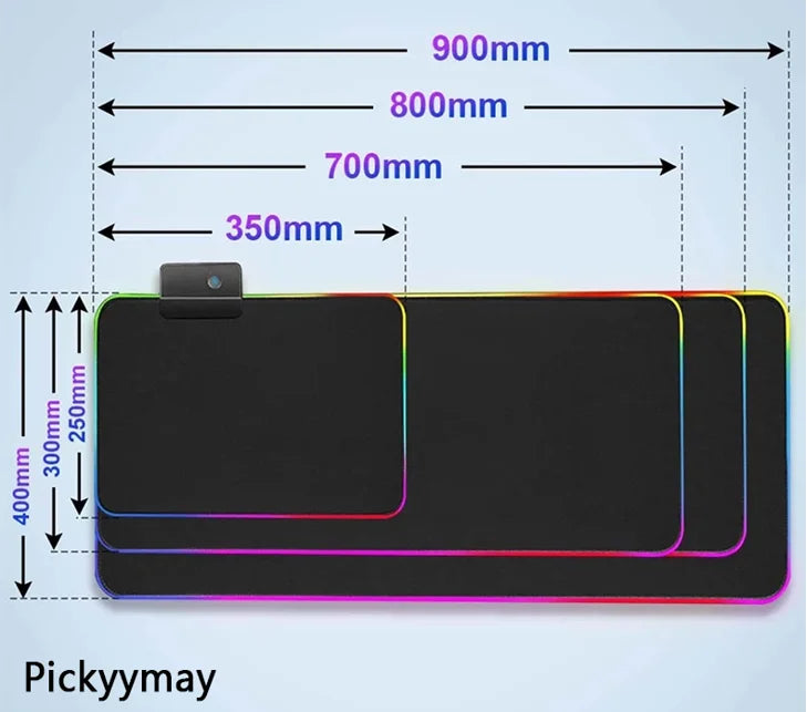 Velika RGB podloga za gaming miš, LED podloga za miš, gamerska podloga za stol, podloga za PC stol, RGB podloga za tipkovnicu XXL 90x40cm