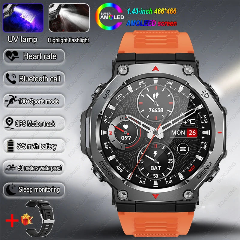 T-Rex 3 Military Smartwatch for Men  GPS Sports Tracker, 5ATM Waterproof, Heart Rate Monitor & Bluetooth Calling