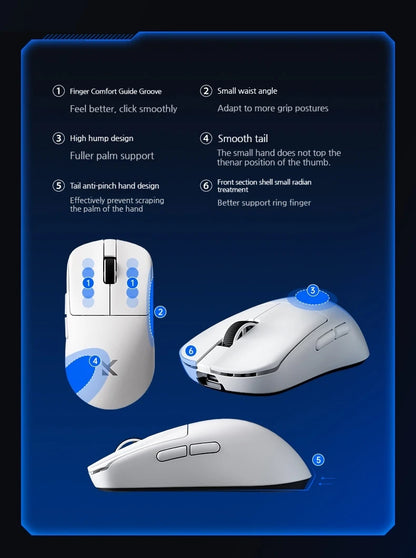 MCHOSE L7 Ultra+ średnio-duża mysz gamingowa do e-sportu z sensorem Paw3950, bezprzewodowa, trzy tryby, lekka mysz biurowa Dual-Drive do komputera