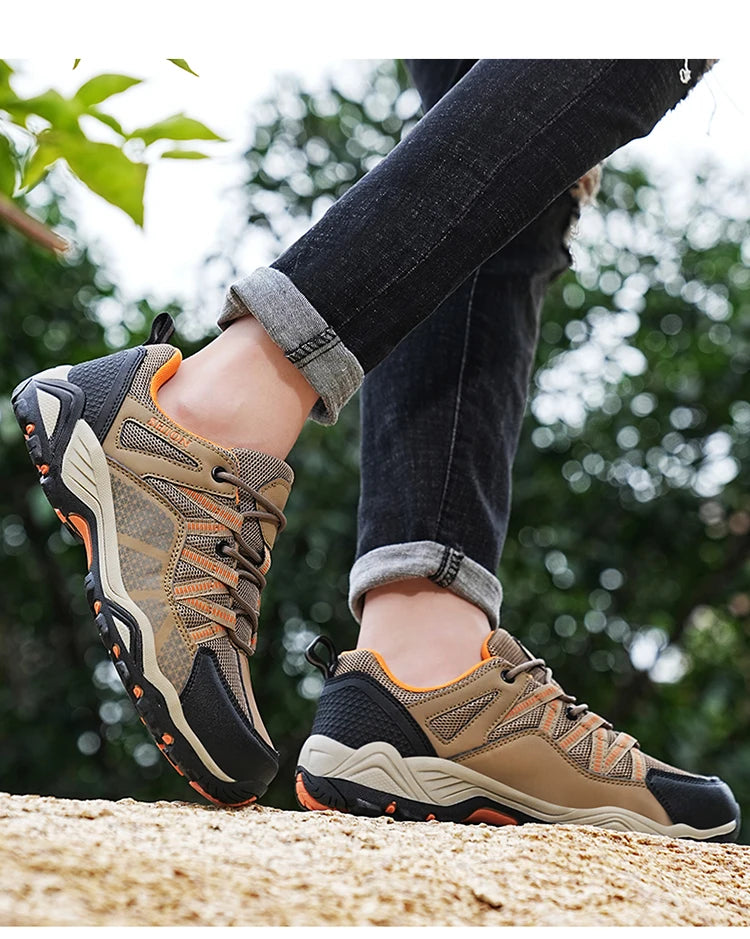 Marken-Wanderschuhe für Herren, atmungsaktive Mesh-Reiseschuhe, wasserdichte Outdoor-Schuhe für Jagd und Angeln, Berg-, Offroad-, Reit- und Sportschuhe