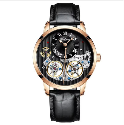 AILANG watch men's advanced expensive automatic mechanical watch Rome double tourbillon waterproof watch.
