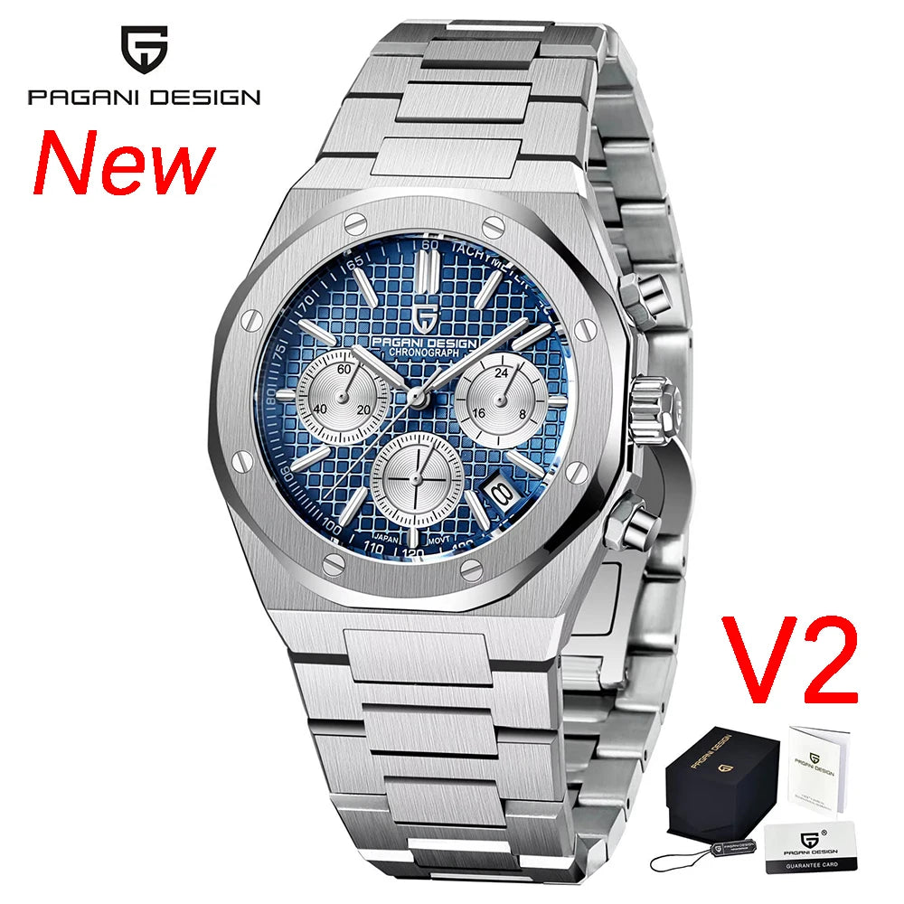 Pagani Design 2026 New VK63 Men's Business Quartz Watch Sapphire Stainless Steel 20Bar Waterproof Sports Chronometer Code Watch