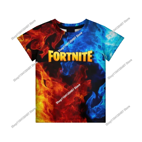 Лятна модна детска тениска с Fortnite талисман и 3D принт, ежедневна T-shirt за момчета и момичета, унисекс детско облекло, горнище