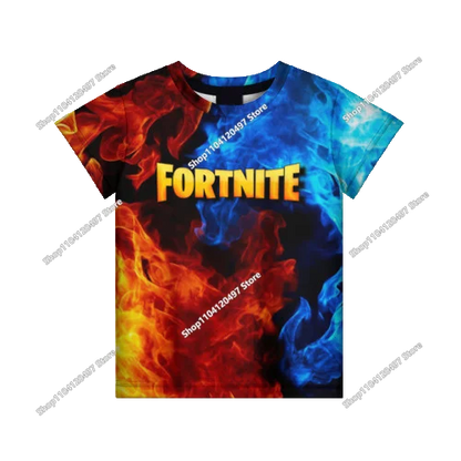 Лятна модна детска тениска с Fortnite талисман и 3D принт, ежедневна T-shirt за момчета и момичета, унисекс детско облекло, горнище