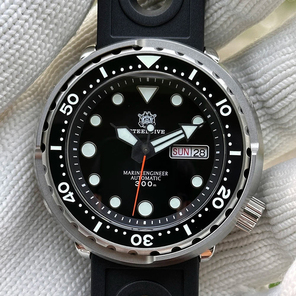 STEELDIVE Top Brand Day Function 47.5mm 300M Waterproof Sapphire Glass Ceramic Bezel NH36 Automatic Dive Can Tuna Watch for Men