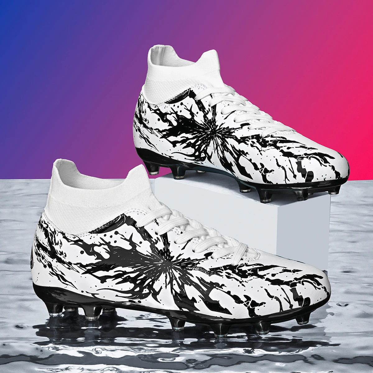 Chaussures de football pour hommes AG FG, chaussures de football pour terrain ferme, respirantes, en PU, anti-abrasion, pour les matchs et l'entraînement quotidien des adultes