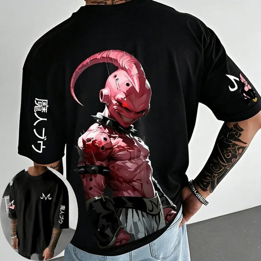 Dragon Ball Super Men's and Women's T-Shirts Majin Buu Anime Tee Summer Spring Boy's Oversize Short Sleeves Parent-child Outfits